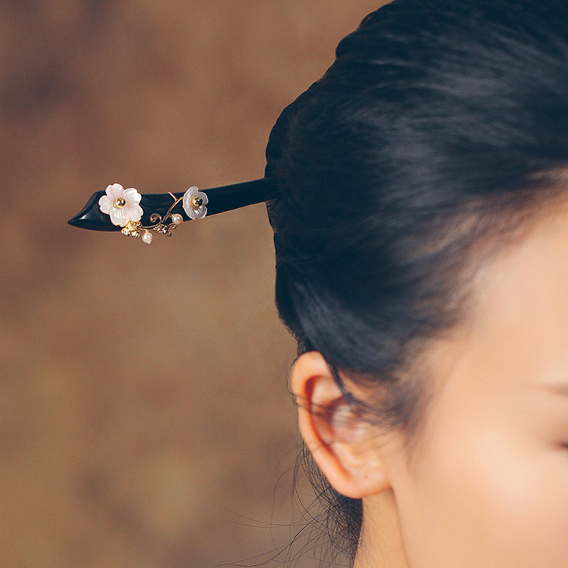 古典古装复古国风中国古代汉服檀木盘发简约发饰