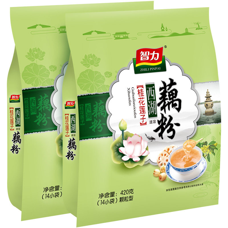 智力西湖桂花莲子藕粉420g2袋即食藕粉