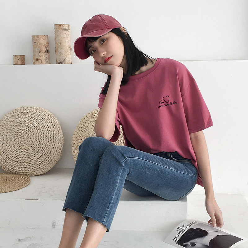 ulzzang短袖纯棉t恤女2018夏装韩版新款百搭半袖学生宽松ins上衣