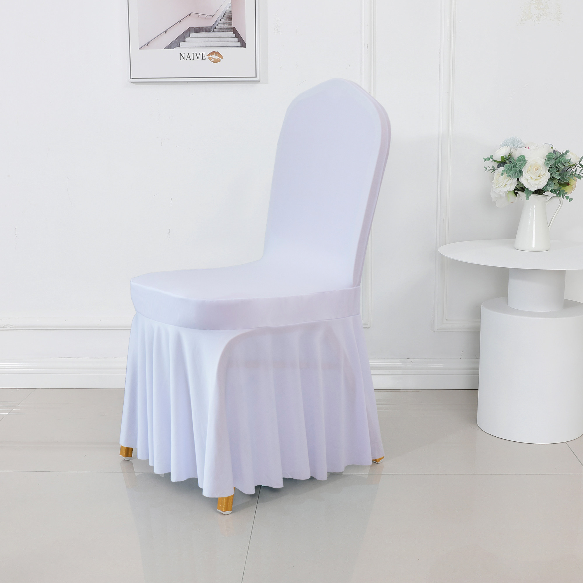 酒店弹力椅套太阳裙摆连体凳子婚庆餐厅饭店椅套
