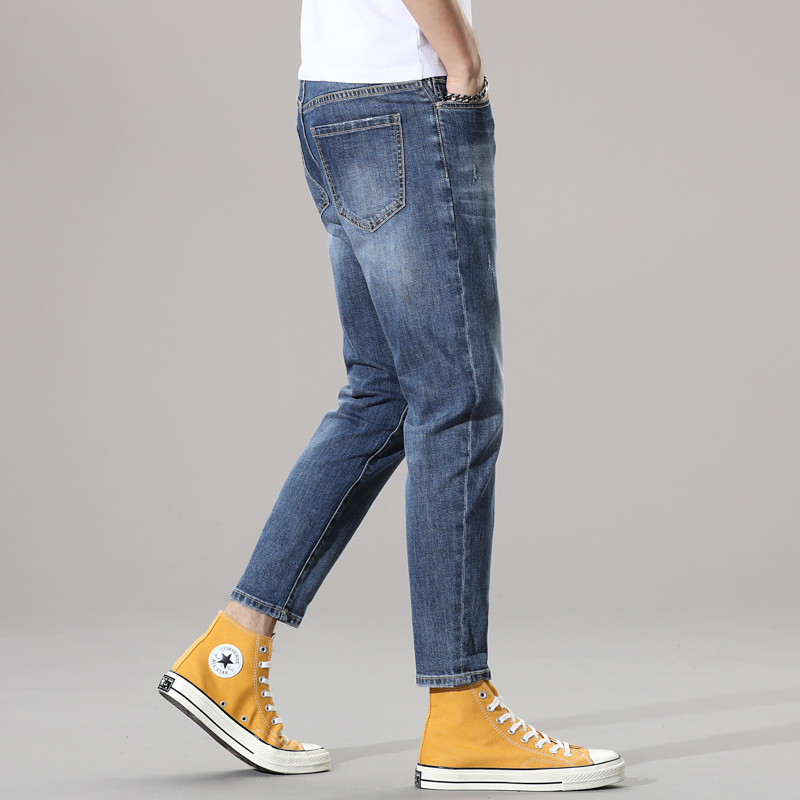 九分牛仔裤男修身小脚9分休闲裤子男士高端定制潮牌百搭夏季薄款