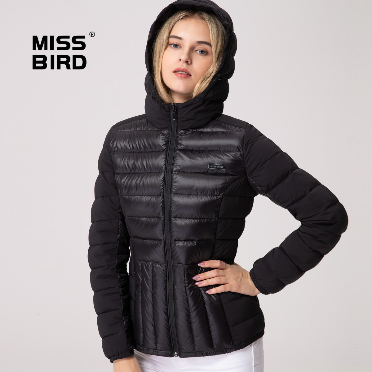 羽绒服missbird鹅绒超轻弹力短款运动修身显瘦羽绒服