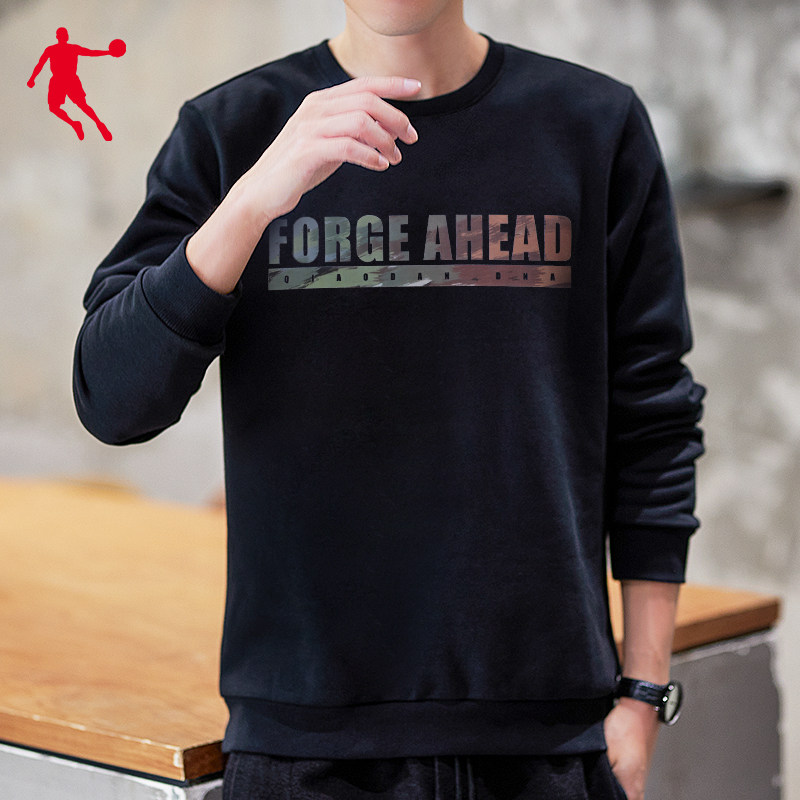 乔丹卫衣男官网旗舰春季长袖加厚打底宽松套头运动卫衣