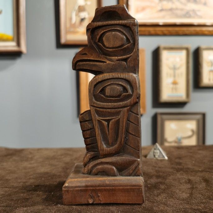 1960s美国阿拉斯加印第安原住民手工雷鸟鸟图腾复古装饰木雕