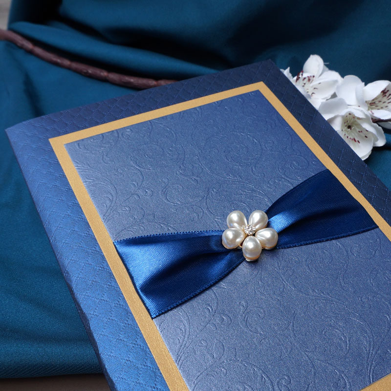 贺卡蓝色轻奢男女女士商务定制简约领导生日贺卡