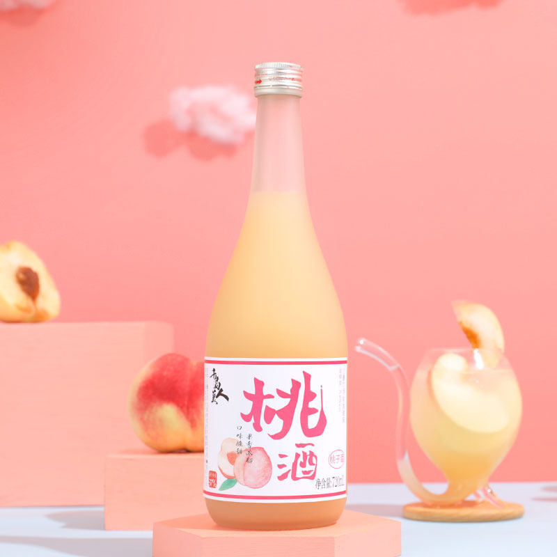 千岛美人桃子酒720ml鲜汁果酒女士低度微醺晚安甜酒桃花酿蜜桃酒