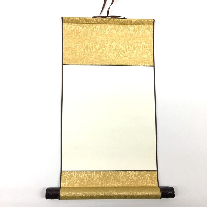 卷轴空白画轴全绫精装迷你仿古半生毛笔书画宣纸