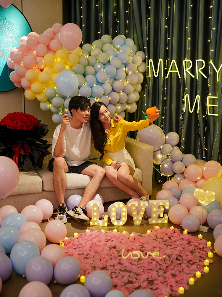 表白仪式宾馆房间求婚现场布置套餐创意用品气球