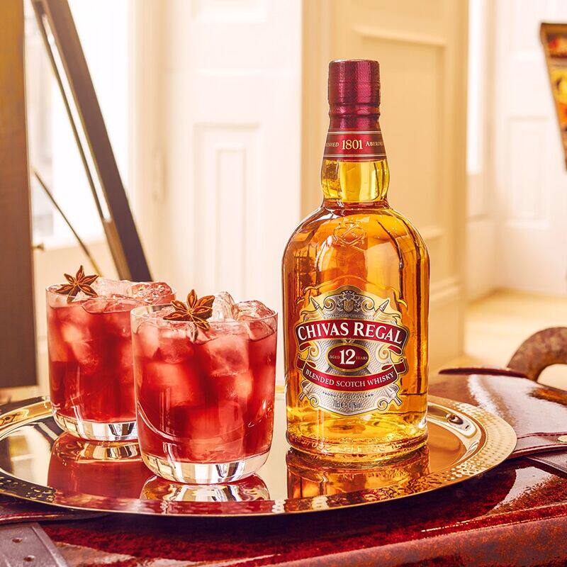 chivas芝华士12年苏格兰调和威士忌500ml英国调配洋酒烈酒可乐桶