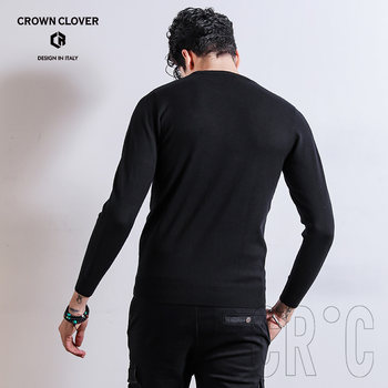 CRC ຜູ້ຊາຍເອີຣົບ knitted sweater cashmere sweater ສໍາລັບຜູ້ຊາຍ 100% ຂົນສັດຮອບຄໍແຂງສີ bottoming sweater ສໍາລັບຜູ້ຊາຍ