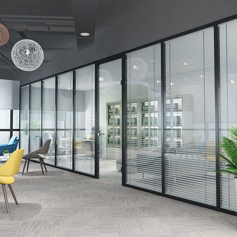 隔断办公室玻璃铝合金双层中空百叶磨砂屏风隔音高隔断