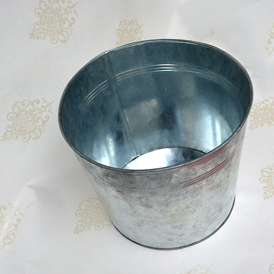 皮桶白铁皮收纳铁桶花盆田园压纹白铁芈阳花桶花桶