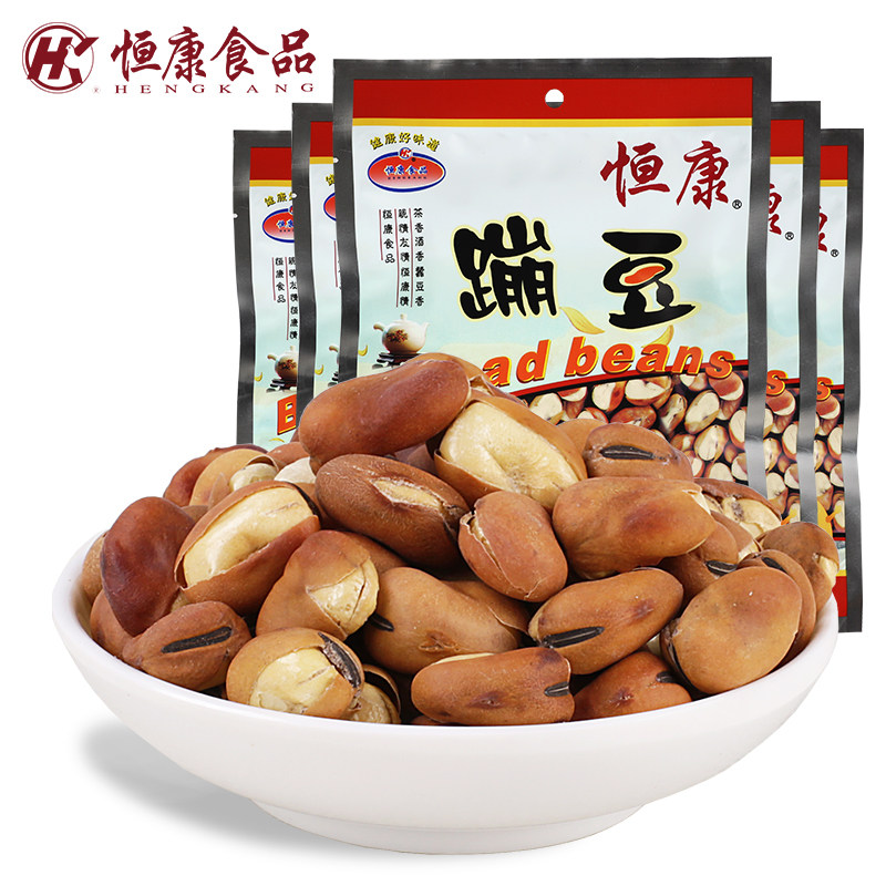 恒康食品原味蹦豆168g5袋崩豆蚕豆休闲零食豆类制品