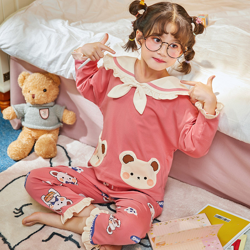 小女孩中大15岁宝宝睡衣爱女可爱纯棉长袖秋季家居服套装