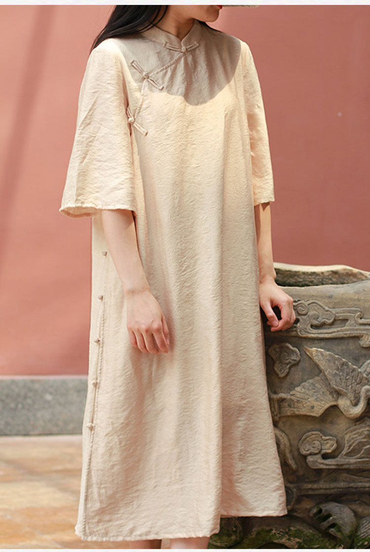 文言夏季新款宽松民国国风改良旗袍天丝中式连衣裙