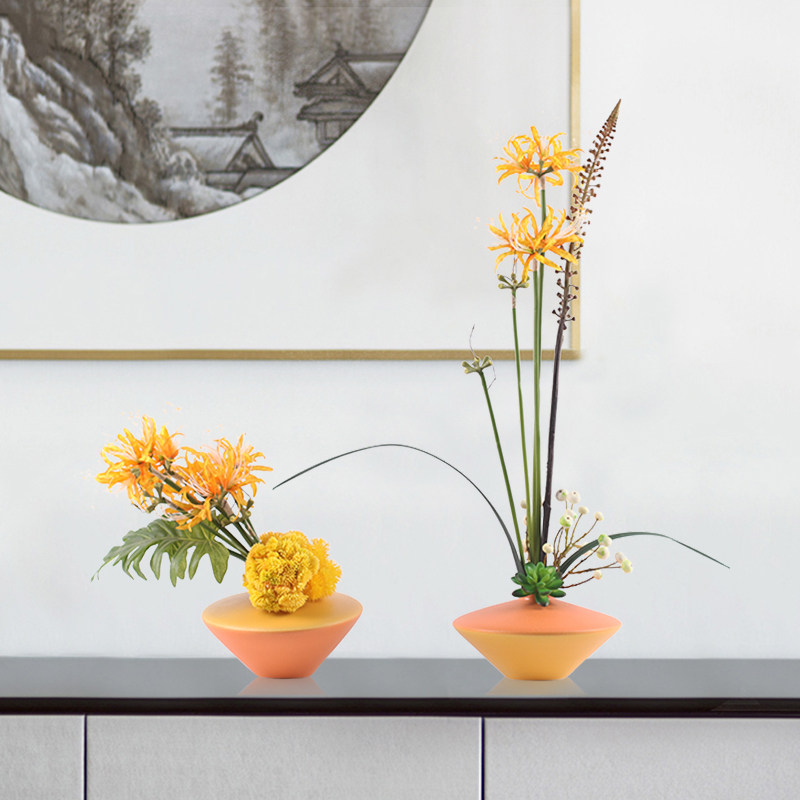 新中式花卉客厅玄关售楼处别墅摆件盆景盆栽植物仿真花