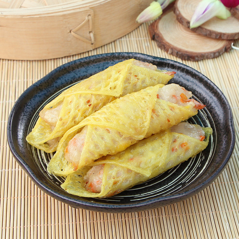 手工黄金虾卷香脆酒店宴席饭店食品点心油炸虾类制品