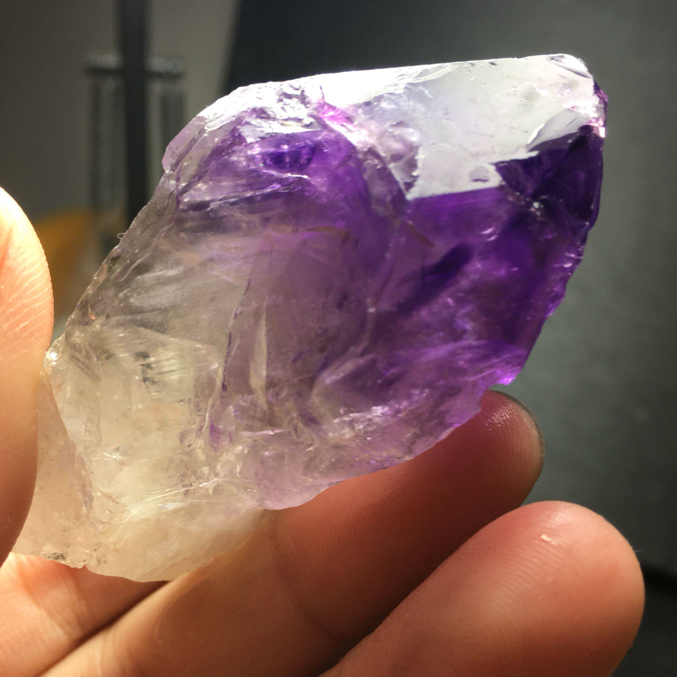 天然紫水晶摆件单尖骨干权杖原矿矿物原石能量摆件