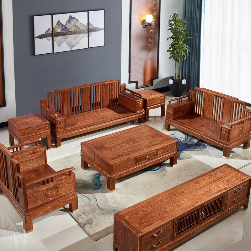 沙发刺猬紫檀新中式中式现代简约红木实木家具花梨木沙实木沙发