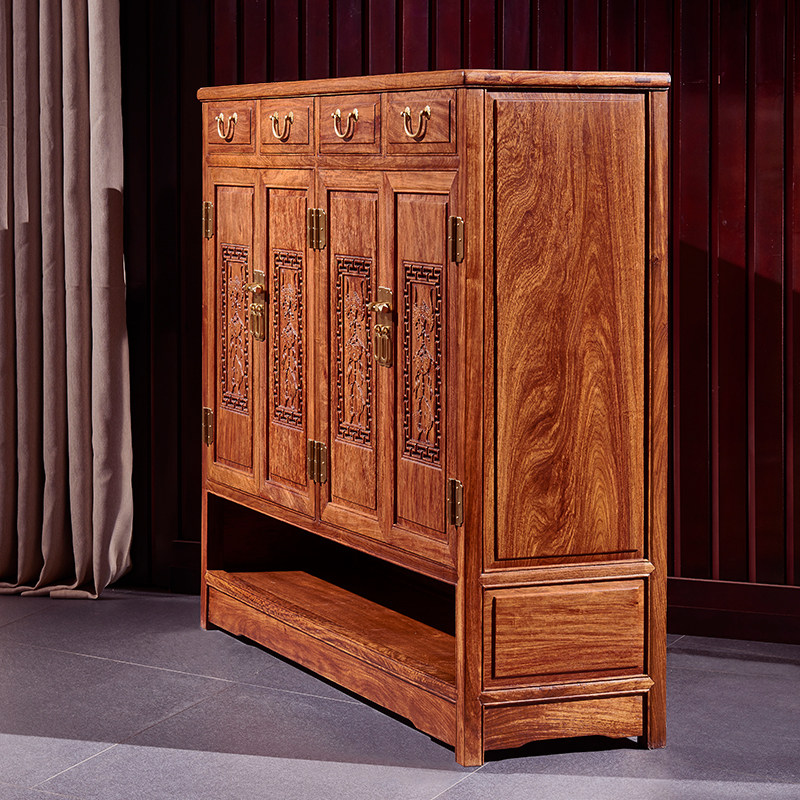 鞋柜红木家用门口入户大容量储物实木刺猬紫檀鞋柜