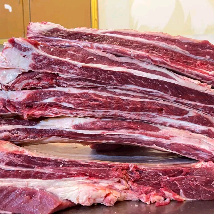 内蒙古新鲜黄膘牛排骨整块带肉原切黄牛草饲肋骨生牛肉