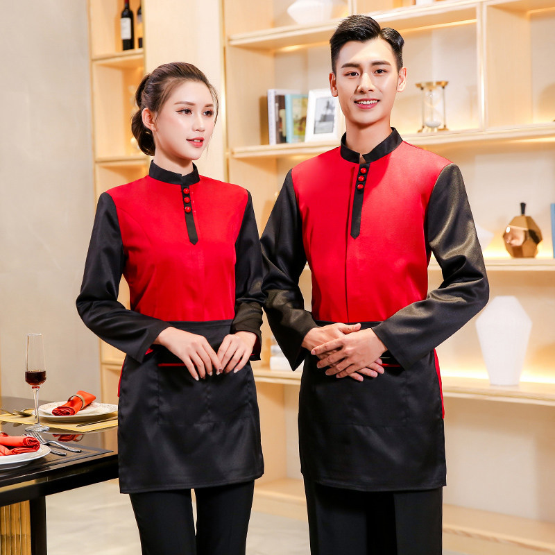 酒店服务员工作服女长袖火锅店餐饮饭店复古中式秋冬季工装定制