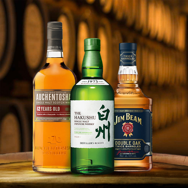 宾三得利世界威士忌白州1973欧肯特轩12金宾双桶洋酒