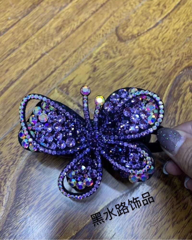 捷克钻进口钻大蝴蝶三齿夹亮钻抓夹盘发发卡横夹防滑齿捏夹头饰