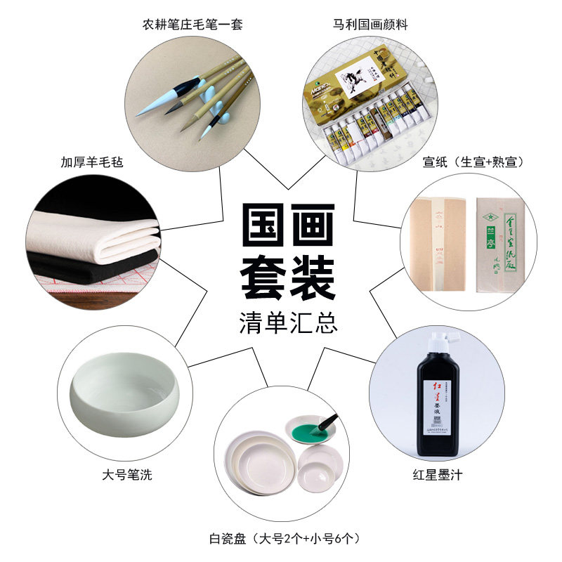 国画套装大鹏店铺同款写意花鸟山水工笔画毛笔农耕笔庄羊兼毫一品狼毫