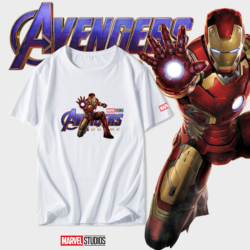 漫威联名t恤男复仇者联盟4钢铁侠周边蜘蛛侠marvel十周年纪念短袖