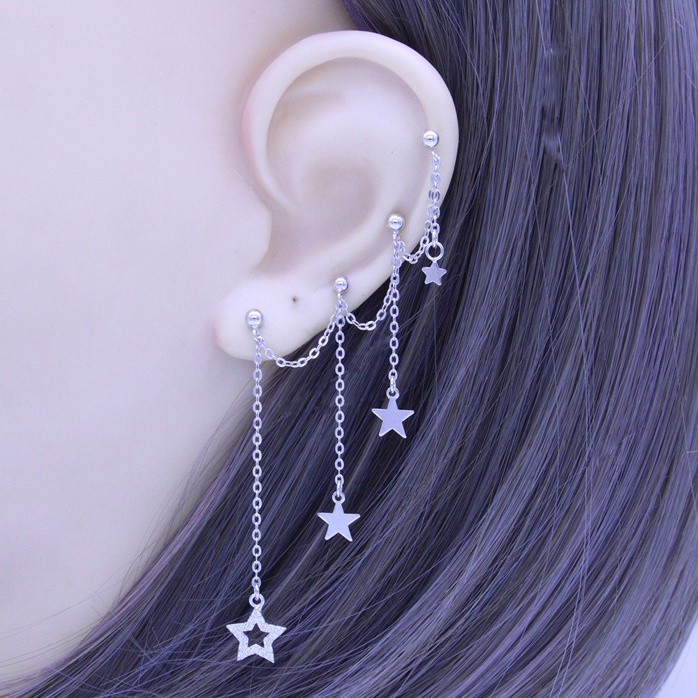 纯银一体式耳骨连体耳钉女 耳夹气质原创个性耳饰 设计感小众耳环