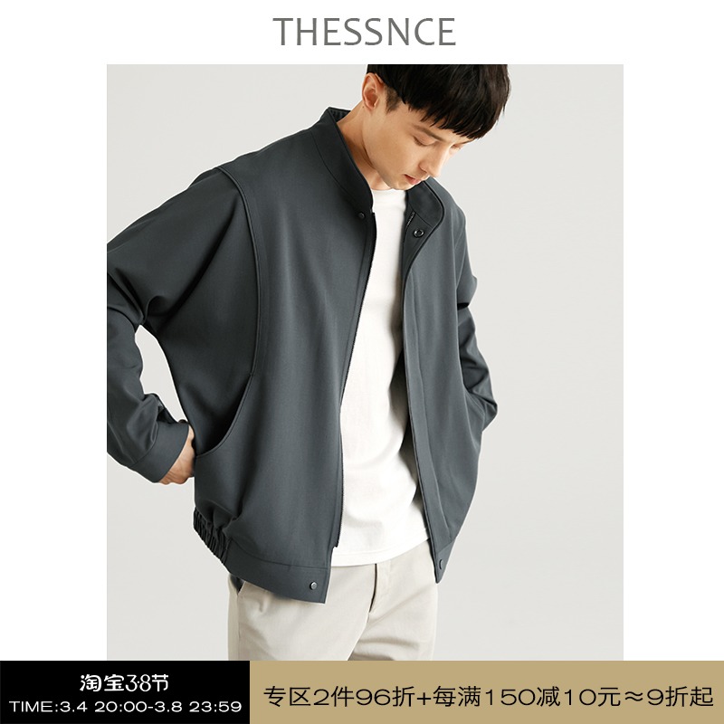 THESSNCE分割设计 春秋季宽松舒适休闲飞行员夹克衫上衣外套男