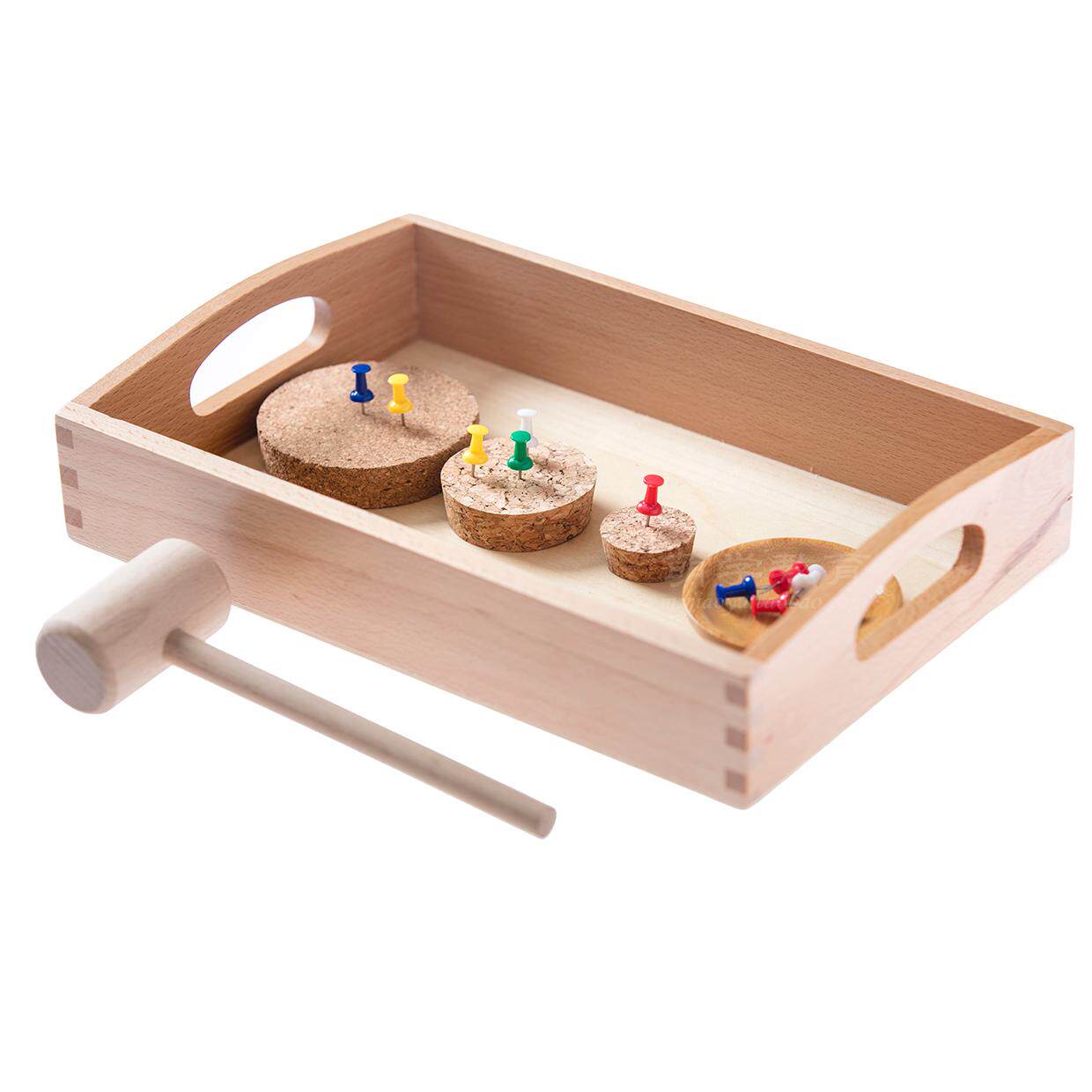 蒙台梭利蒙氏教具玩具套装儿童手眼协调木锤敲打钉的工作益智玩具