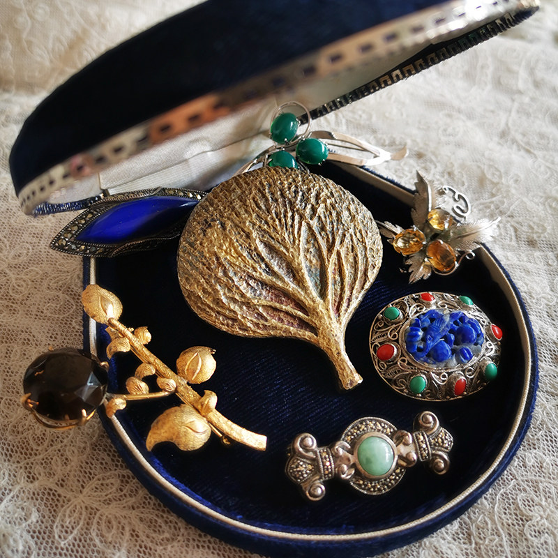 vintage中古胸针西洋古董宝石饰品复古古老首饰胸针