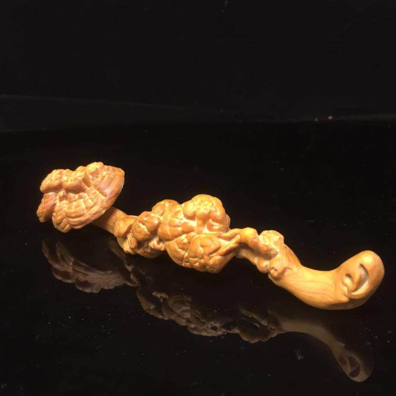 崖柏木雕灵芝如意摆件实木雕刻吉祥挂件手把木雕