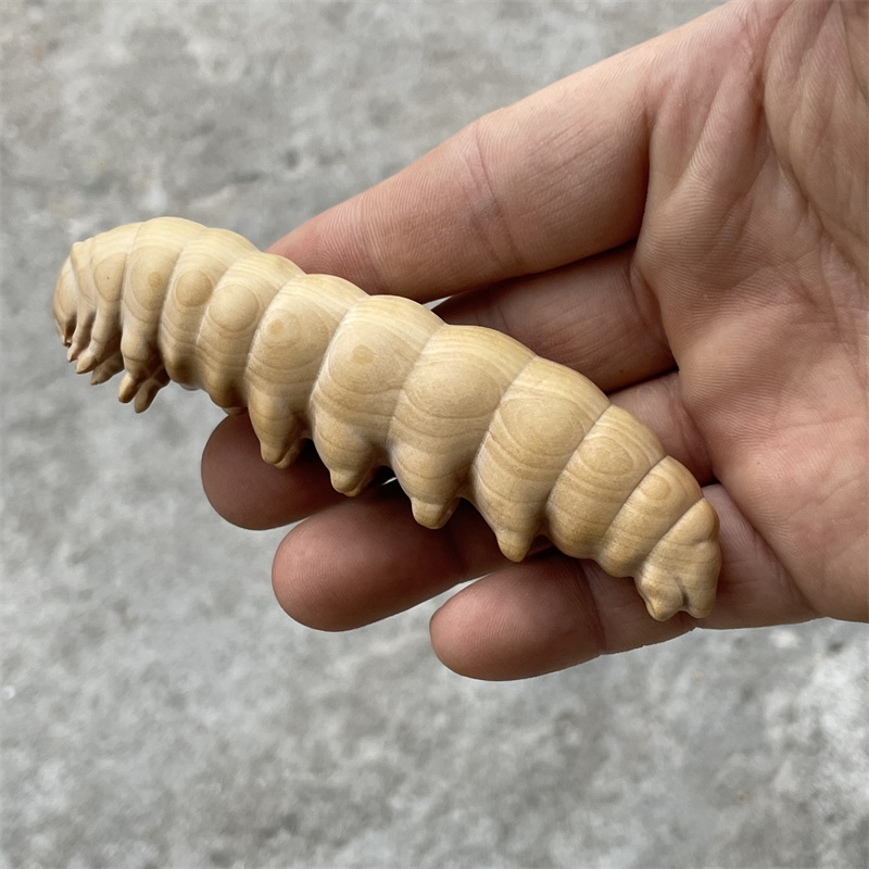 小叶黄杨木雕蚕宝宝手把实木雕刻创意文玩原木木雕