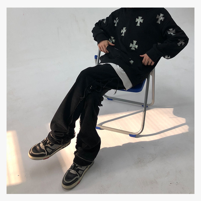 redeemer20aw水钻十字架卫衣烫钻帽衫高街小众纵横卫衣