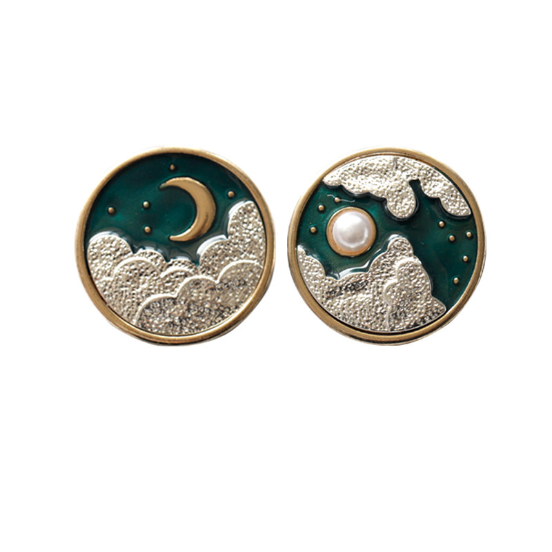 日月珐琅别针西装徽章配饰创意复古宫廷胸针胸针
