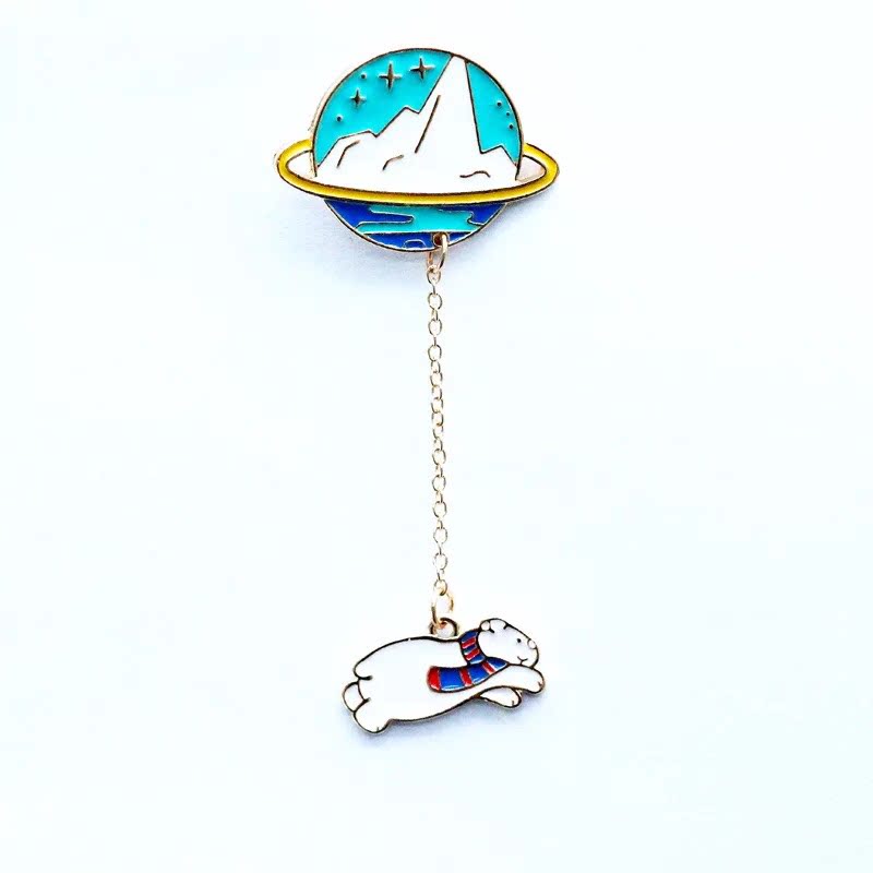 我的小宇宙 日韩可爱卡通星球链条胸针徽章学生书包扣针配饰领针_不