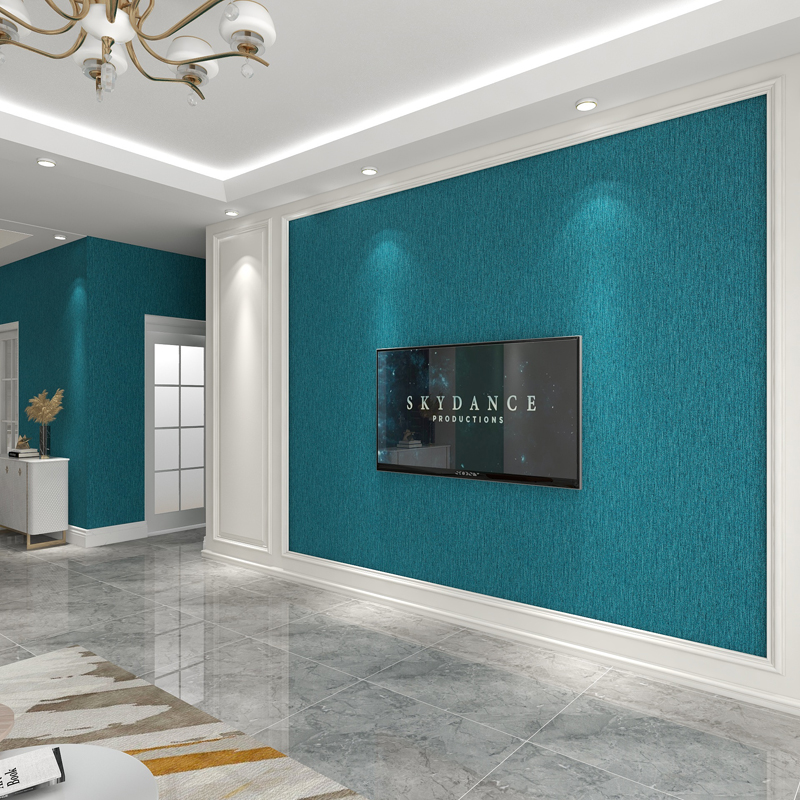 高档孔雀背景墙素色无缝墙布全屋高级加厚纱线无缝墙布