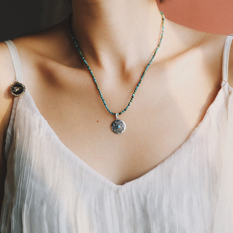 玛吉阿米anywhere原创曼达达拉复古项链绿松松石小众项链