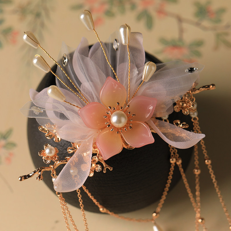 皇磊汉服发饰复古宫廷风后头饰流苏步摇古风发饰