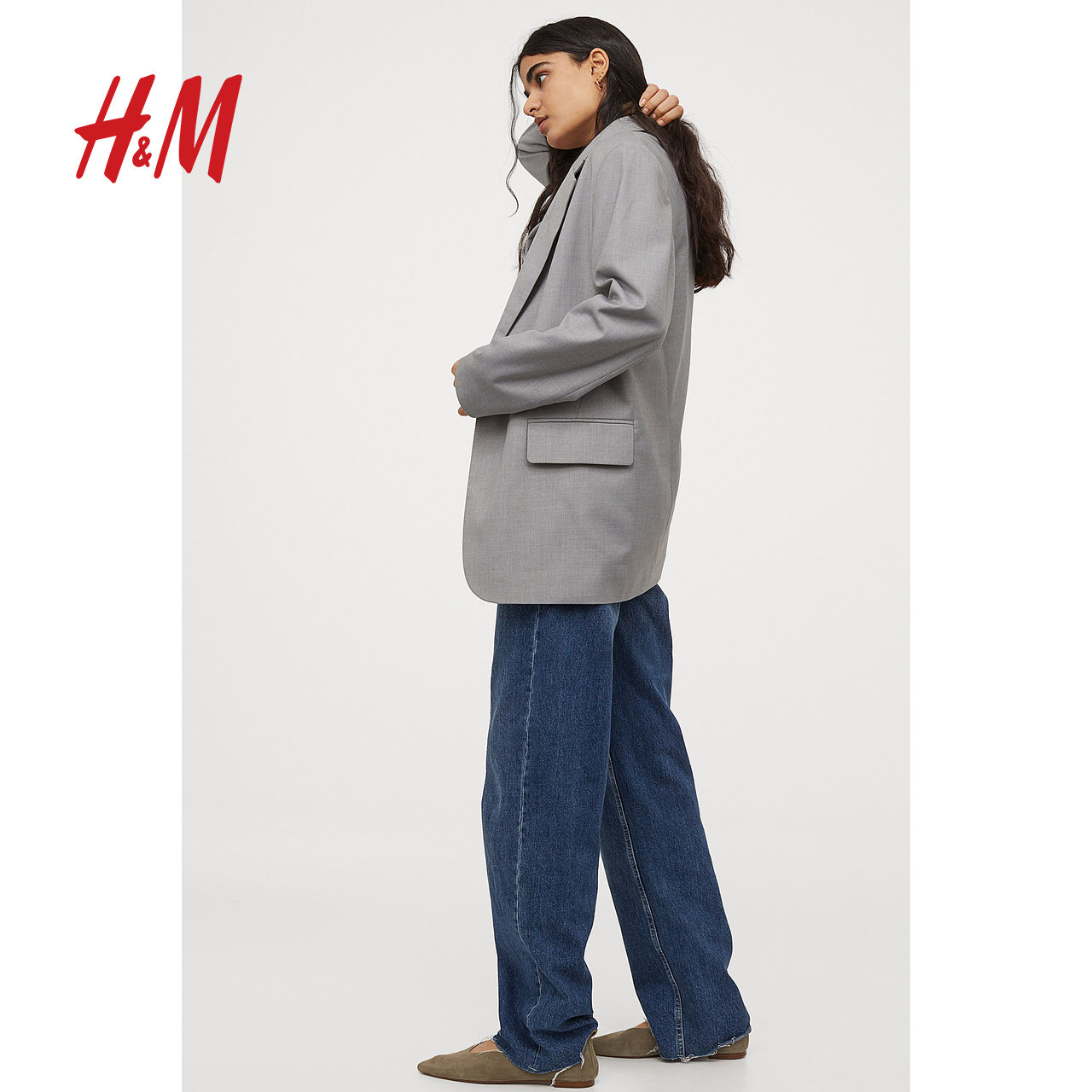 hm女装西装春装新款休闲宽松垂感单排商务西装