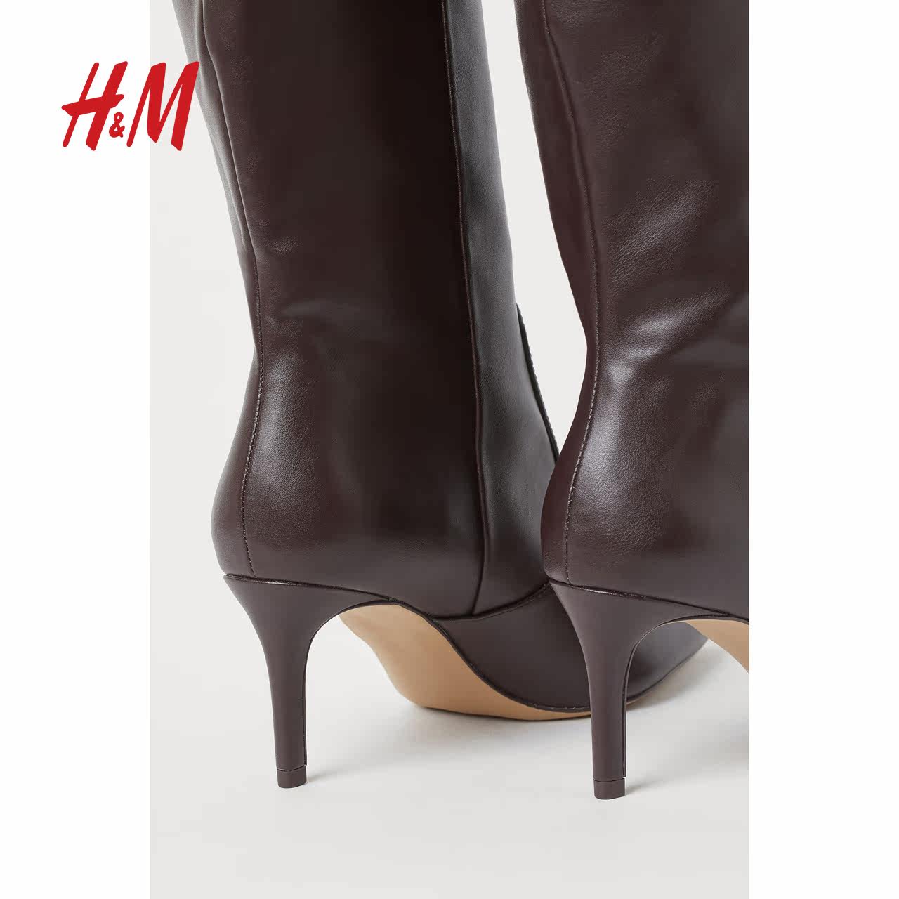 hm 女鞋靴子女鞋子2020冬装新款尖头及膝靴 0894528