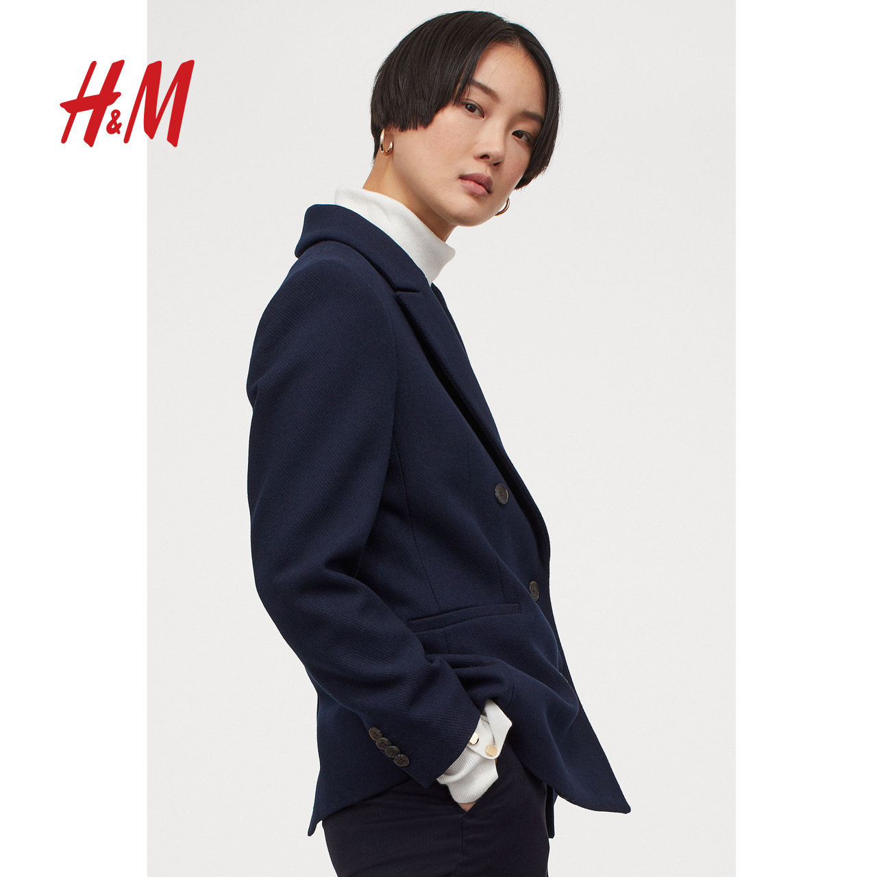 hm女装装小西装2020冬装新款短款气质修身西装