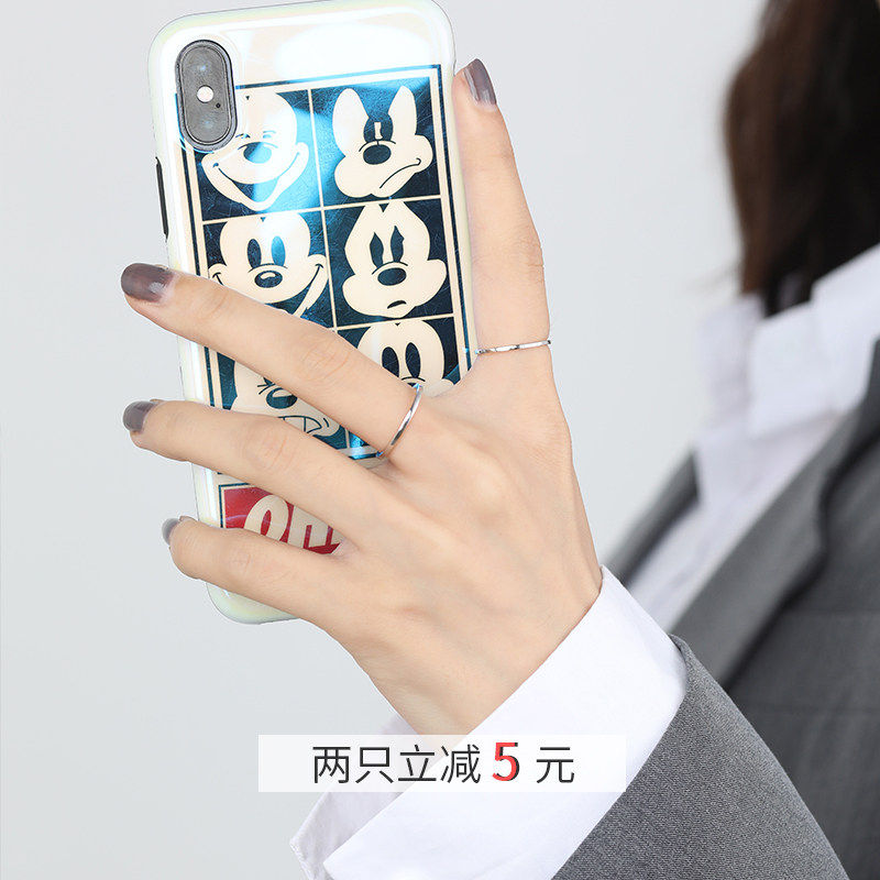 饰悟银饰戒指女纯银简约时尚个性尾戒小指素圈戒指女ins潮可调节