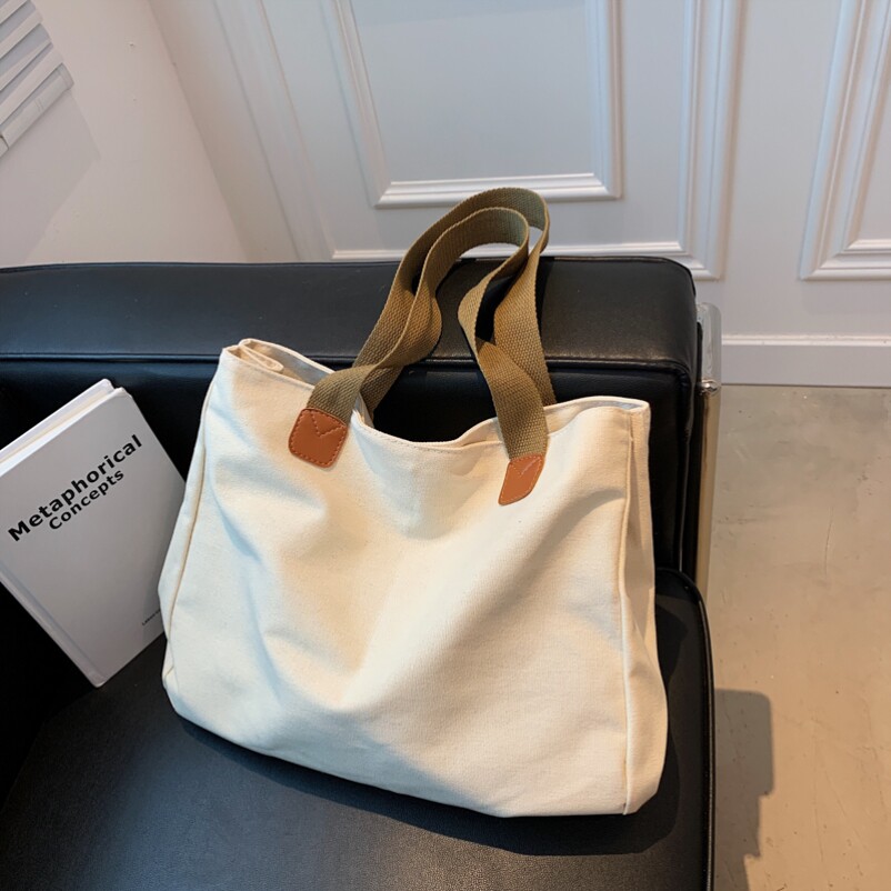 帆布包装书文艺青年斜挎ins手提式带饭加厚时尚衣服托特包