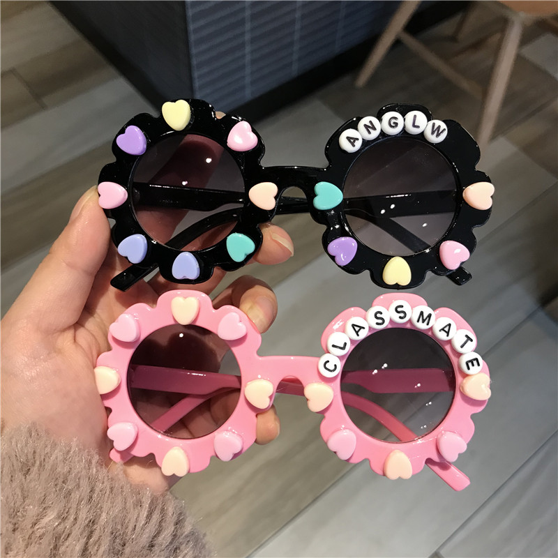 花朵字母diy宝宝眼镜男女女童防紫外线女宝潮流太阳镜