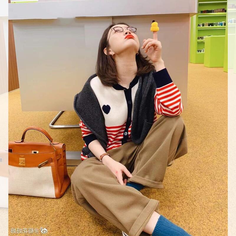 【新春第一波 先加购】心动小女孩毛衣 全羊毛撞色百搭针织开衫春