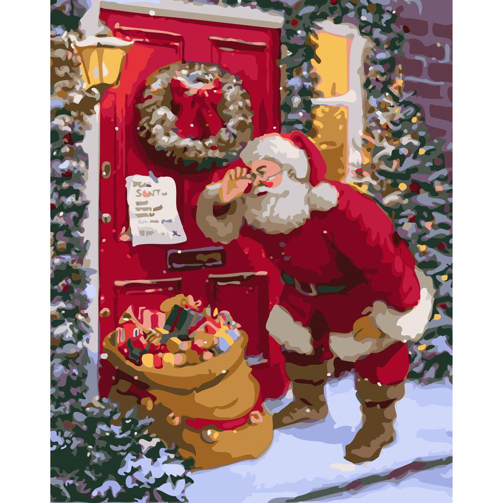 diy数字油画自己填色材料圣诞老人送礼礼物新年丙稀diy